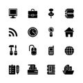 Sixteen black computer icons