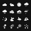 Sixteen flat modern weather icons