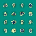 Sixteen food and drink icons