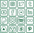 Green colored Social Media Icons For Christmas