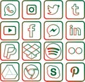 Green and red colored Social Media Icons For Christmas