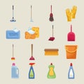 sixteen housekeeping chores icons Royalty Free Stock Photo