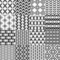 sixteen seamless patterns design in black and white color specially designed for cushion covers. Royalty Free Stock Photo