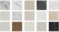 Sixteen square tiles displayed in a 4x4 grid. The tiles feature various patterns and