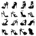 Sixteen various stylish models of women footwear