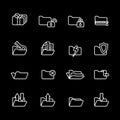 Sixteen white outline computer icons