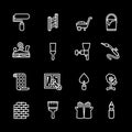 Sixteen white outline computer icons