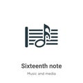 Sixteenth note vector icon on white background. Flat vector sixteenth note icon symbol sign from modern music and media collection Royalty Free Stock Photo