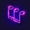 Sixteenth notes neon icon. Music glowing sign. Music concept. Vector illustration for Sound recording studio design, advertising, Royalty Free Stock Photo