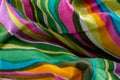 Sixties style bright and colourful crumpled striped cotton background