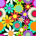 Sixties Daisy Flower Spring Textile Pattern Royalty Free Stock Photo