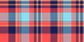 Sixties fabric seamless background, up tartan texture textile. Iconic vector pattern check plaid in red and blue colors Royalty Free Stock Photo