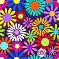 Sixties Retro Daisy Flower Flat Surface Pattern