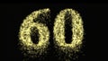 Sixty firework celebration number or gold neon celebration - video animation