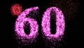 Sixty firework celebration number or pink neon celebration - video animation