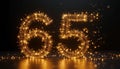 Sixty-Five: A Sparkling Celebration of Light and Number Artistic Digital Rendering Royalty Free Stock Photo