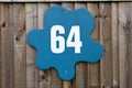 Sixty four street number Royalty Free Stock Photo