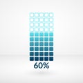 Sixty percent square chart isolated symbol. Percentage vector icon for finance, business Royalty Free Stock Photo
