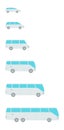 The size of the bus variation. Choose yours transport. Passengers buses. Transportation options. Small, medium and large. Icon set