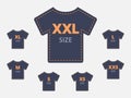 Size Clothing T-shirt Stickers Set