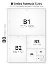 Size of format B paper sheets Royalty Free Stock Photo