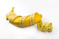 Size matters concept, banana with measuring tape