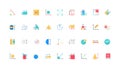 Size measurement, guide and tools to measure length and height, depth color icon set