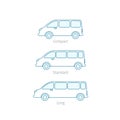 The size of the minivan. Transfer minibus variation. Compact standard long. Transportation of passengers cars. Outline