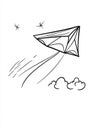 on A4 size paperKite in the sky coloring page available to print Royalty Free Stock Photo