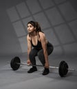 Size plus indian woman doing fitness workout Royalty Free Stock Photo