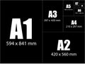 Size of series A paper sheets comparison chart, from A0 to A10 format Royalty Free Stock Photo