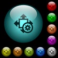 Size settings icons in color illuminated glass buttons