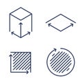 Size, square, area concept symbols. Dimension and measuring icon