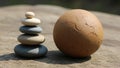 Sizes balances on a rock surface arranged from largest to smallest in Royalty Free Stock Photo