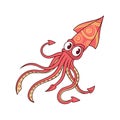 Sizzle the Sassy Squid Creative Design Royalty Free Stock Photo