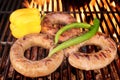 Sizzle Sausages on the Barbecue grill XXXL Royalty Free Stock Photo