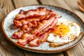 Sizzling Bacon and Sunny Side Up Egg on a Plate