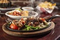 Sizzling beef fajita platter Royalty Free Stock Photo