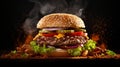 Sizzling Burger Close-up: A Mouthwatering Photo-realistic Masterpiece