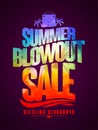 Sizzling discounts, summer blowout sale lettering banner or poster design with tropical backdrop silhouette Royalty Free Stock Photo