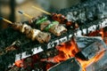 Sizzling kebabs Royalty Free Stock Photo