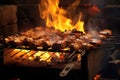 sizzling kebabs over hot charcoal fire Royalty Free Stock Photo
