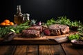 Juicy steak on a dark background