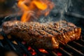 sizzling pork steak on hot grill with smoky ambiance, Generative AI Royalty Free Stock Photo