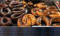 Many deliciousSizzling sausages on the grill Royalty Free Stock Photo