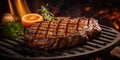 Sizzling Steak on a Rustic Grill - Mouthwatering Perfection