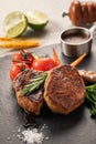 Sizzling Succulent Steak: A Mouthwatering Delight on a Plate Royalty Free Stock Photo