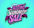 Sizzling summer sale vector banner template, tropical style