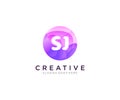 SJ initial logo With Colorful Circle template vector