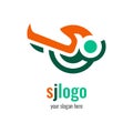 SJ Logo vector. Outstanding professional elegant trendy awesome artistic orange and green color SJ initial logo.